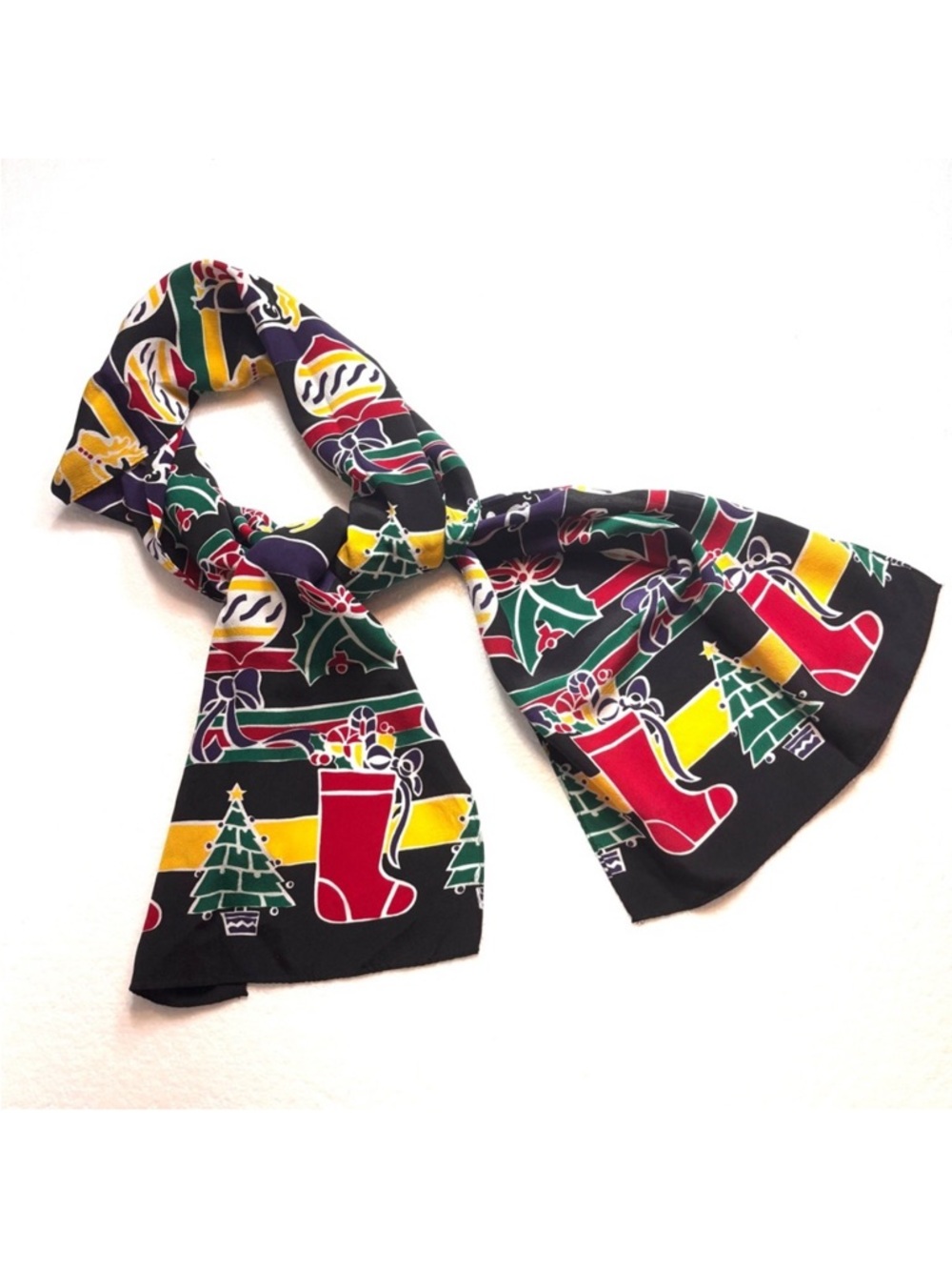Talbots 100% Silk Scarf Christmas Holidays Festive Multi Colored NWOT